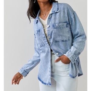 NWT Acid Wash Denim Shacket Jacket from Francesca’s
